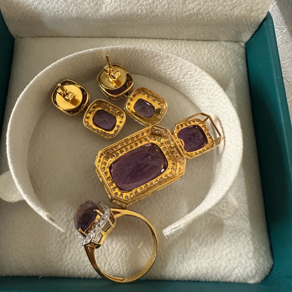 Amethyst gold and diamonds set - Picture 11 of 15